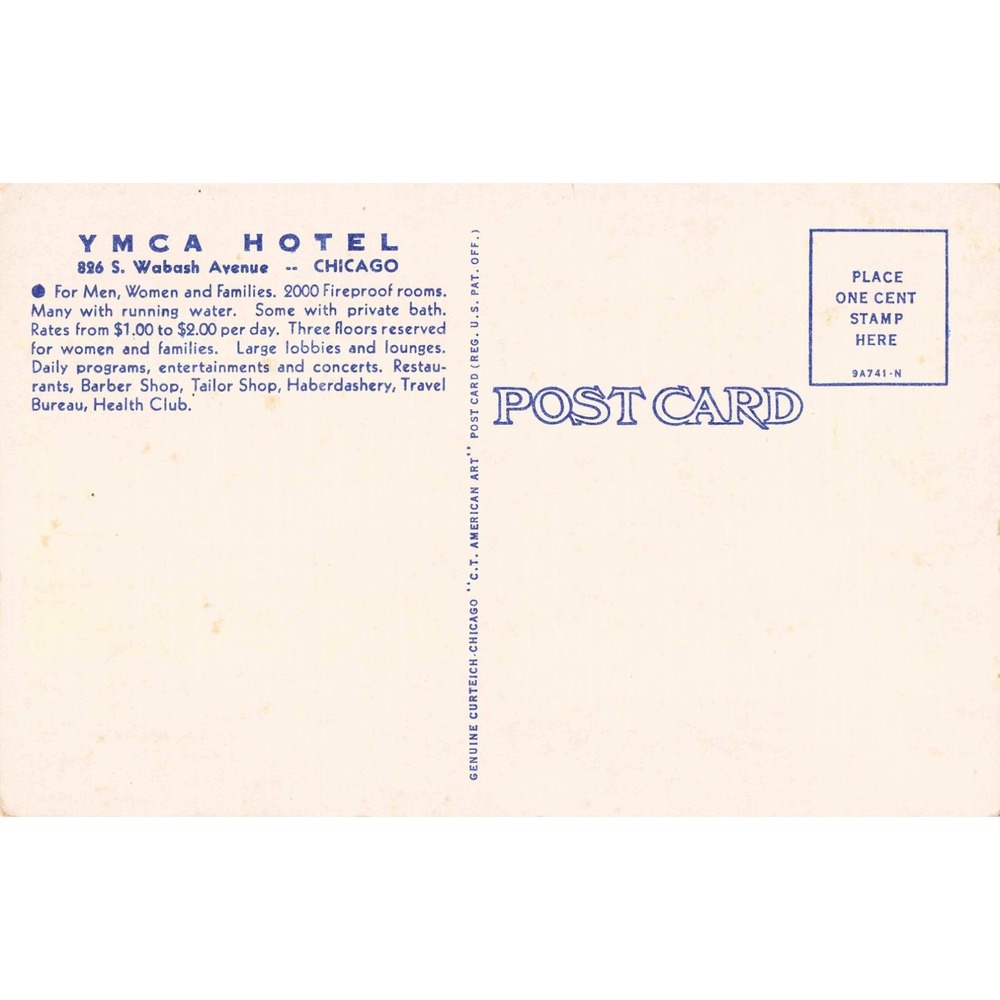 Vintage Chicago YMCA Hotel Oriole Room Cafeteria Linen Postcard Curt Teich VG+ - Picture 2 of 2